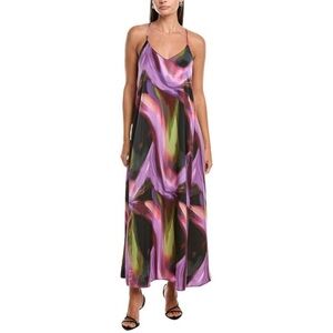 Nicole Miller Palma Satin Maxi Dress NWT – Multicolor Purple S